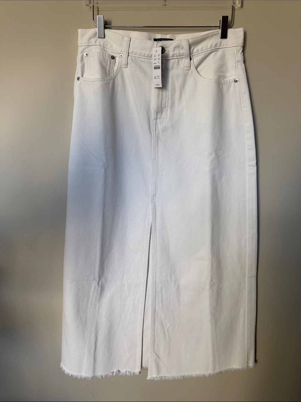 J. Crew White Denim Midi Skirt 30